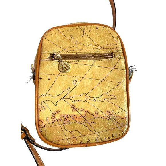 France Frank Farmer 1878 Tan Map Print Crossbody Purse with Adjustable Strap - Picture 2 of 11